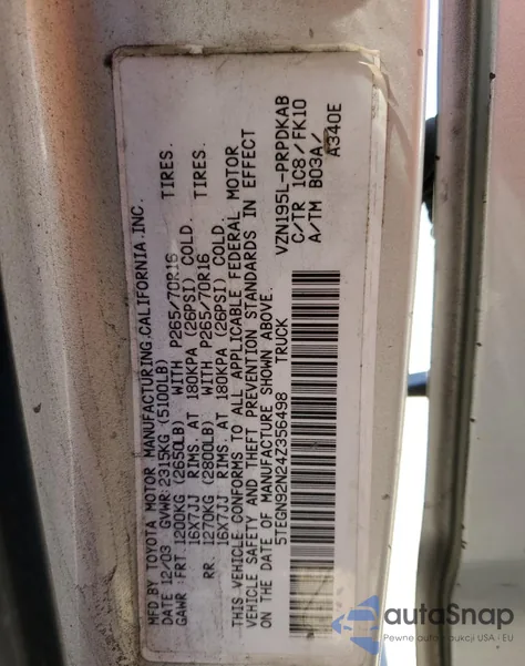 2004 Toyota Tacoma Double Cab Prerunner from USA, damaged, VIN 5TEGN92N24Z356498